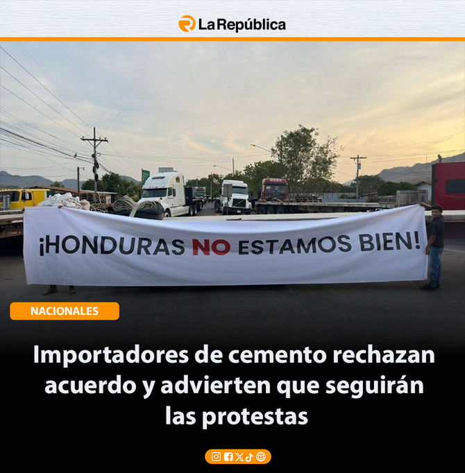 Importadores de cemento rechazan  acuerdo y advierten que seguirán  las protestas - Cover Image